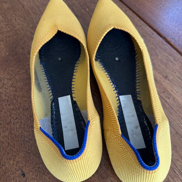 Rothy’s Womens Yellow Marigold Pointed Toe Slip On Knit Ballet Flats Sz 8 - Picture 5 of 15